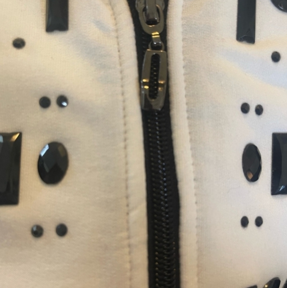 Three Hearts Women's Jacket Zip Front Closure Black Embellishment Si… - Picture 7 of 11